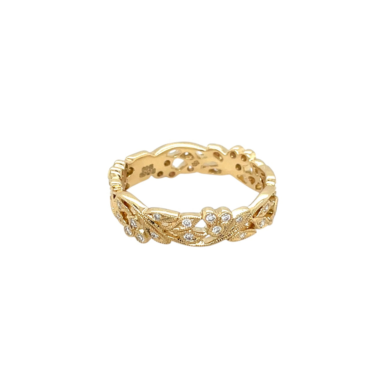 18ct Yellow Gold Diamond Cherry Blossom Ring (L)