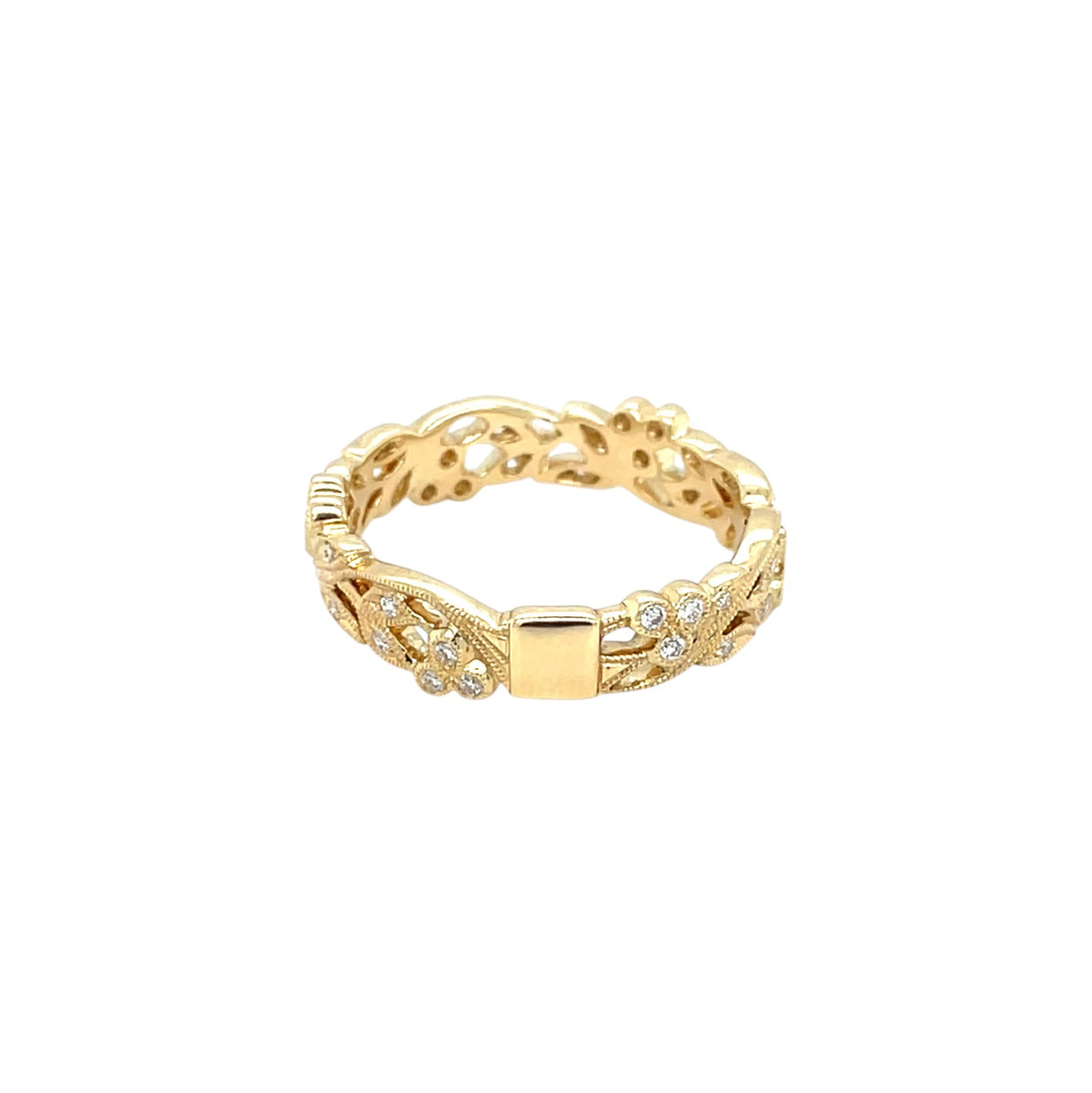 18ct Yellow Gold Diamond Cherry Blossom Ring (L)