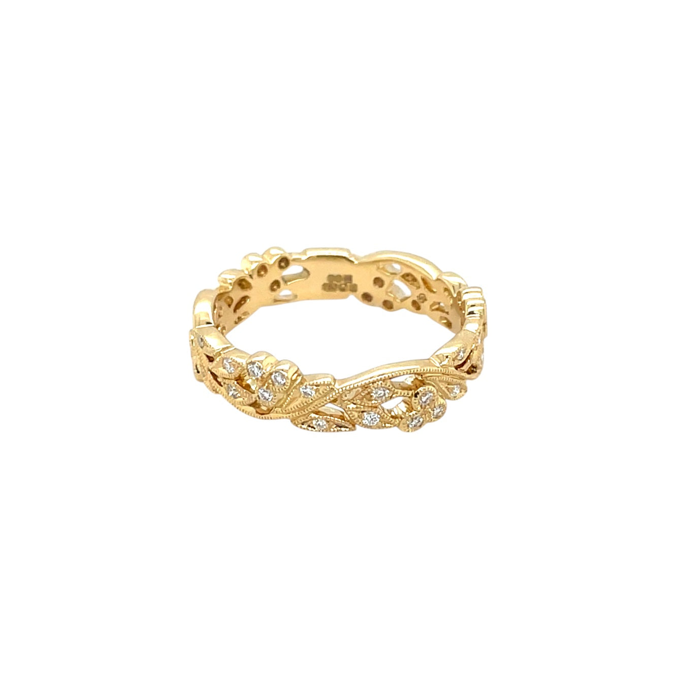 18ct Yellow Gold Diamond Cherry Blossom Ring (L)