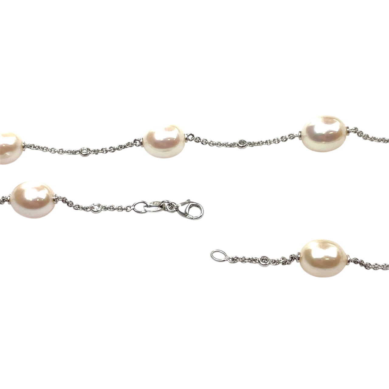Platinum Diamond & Freshwater Pearl Necklace (18")