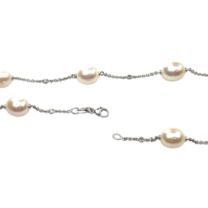 Platinum Diamond & Freshwater Pearl Necklace (18")