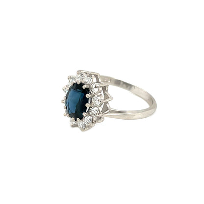 18ct White Gold Sapphire & Diamond Cluster Ring (N)
