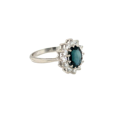 18ct White Gold Sapphire & Diamond Cluster Ring (N)