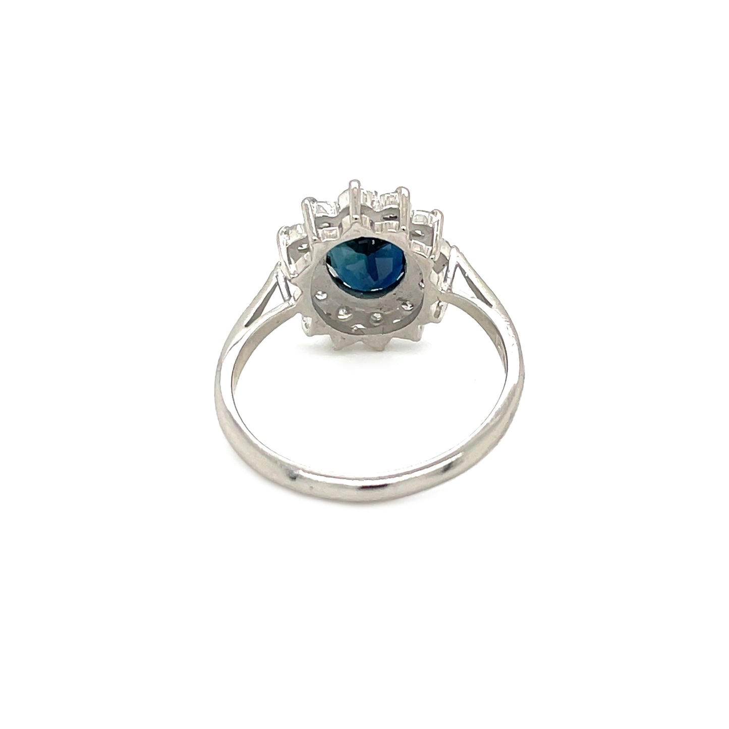 18ct White Gold Sapphire & Diamond Cluster Ring (N)
