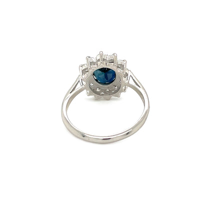 18ct White Gold Sapphire & Diamond Cluster Ring (N)