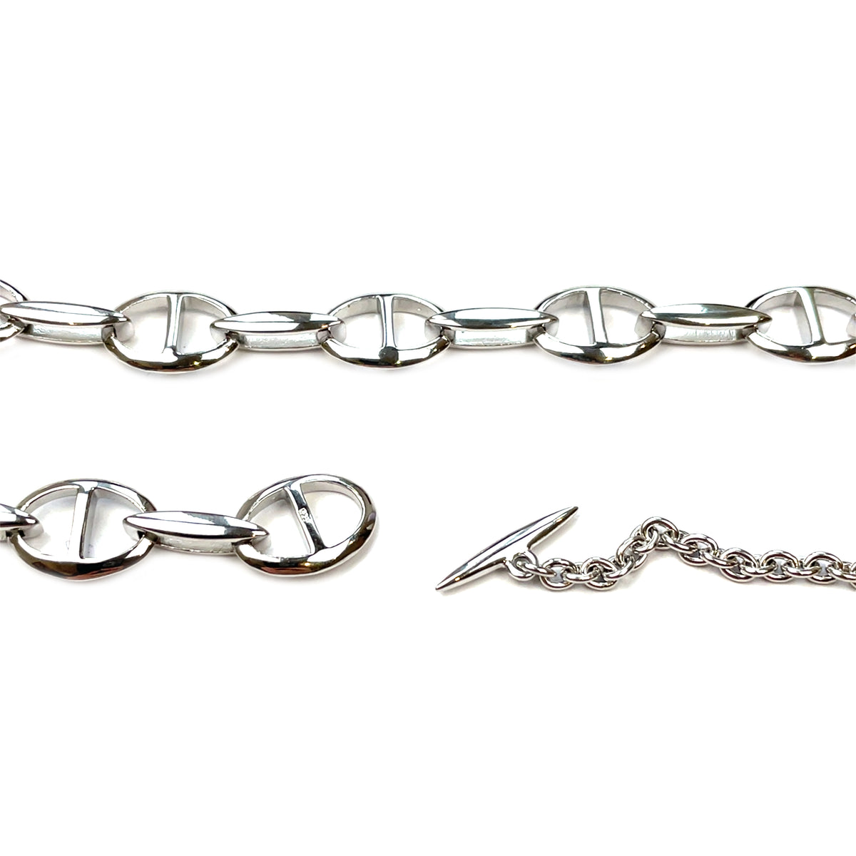 Silver Fancy Oval Link Necklace (18")