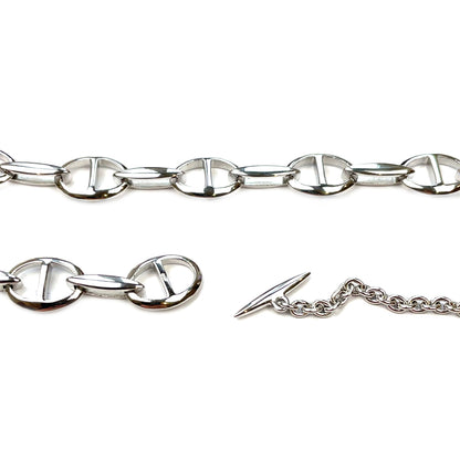 Silver Fancy Oval Link Necklace (18")