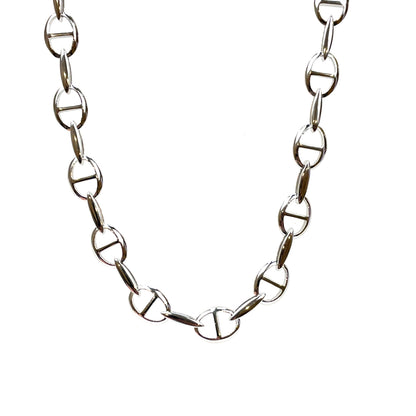 Silver Fancy Oval Link Necklace (18")