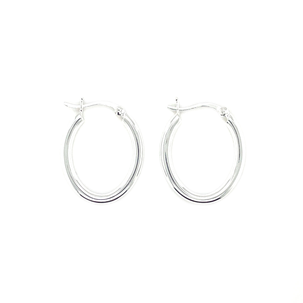Silver Oval Hoop Earrings