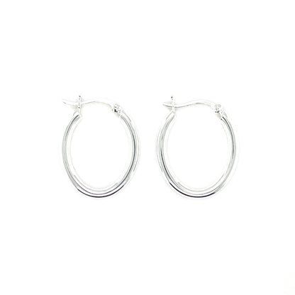 Silver Oval Hoop Earrings