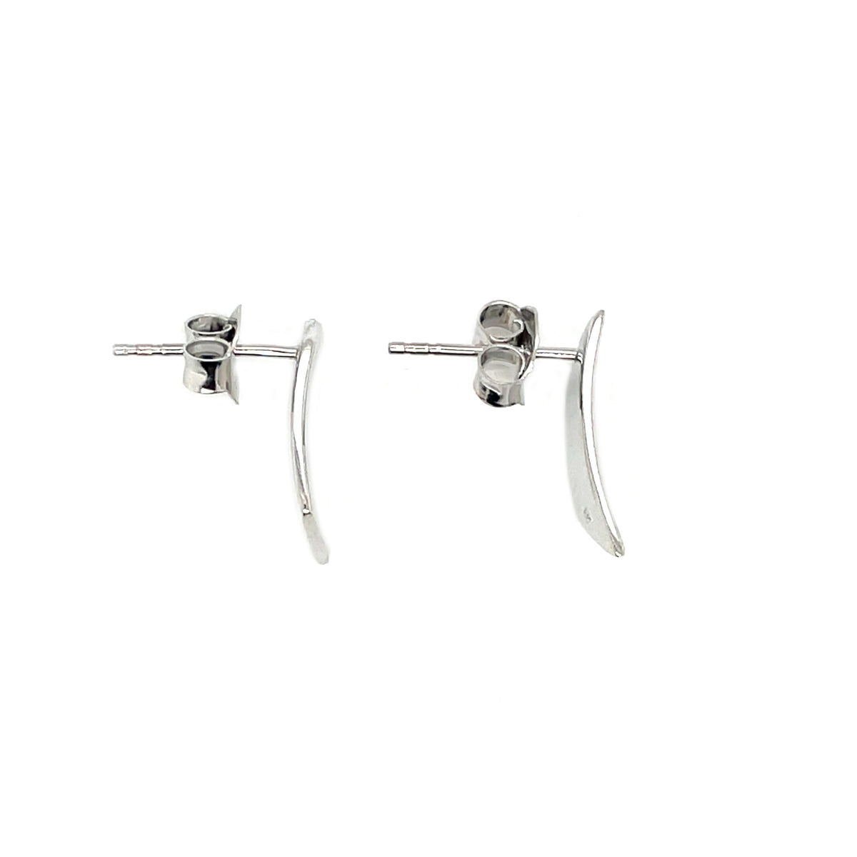 Silver Abstract Curved Stud Earrings