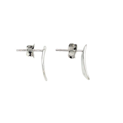 Silver Abstract Curved Stud Earrings