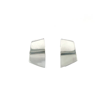 Silver Abstract Curved Stud Earrings