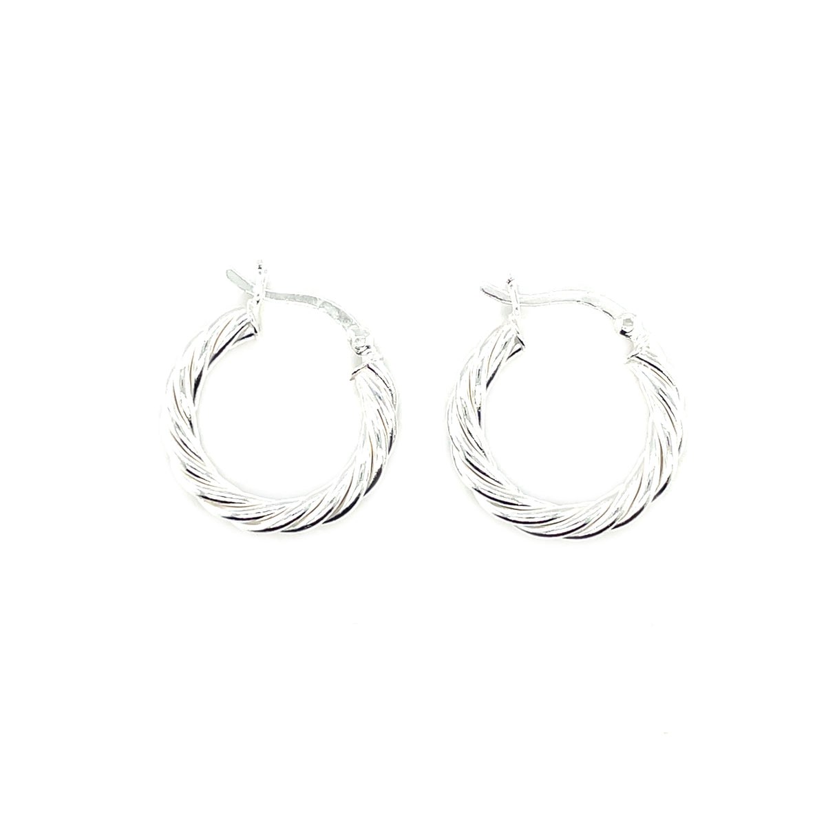 Silver Twisted Rope Hoop Earrings