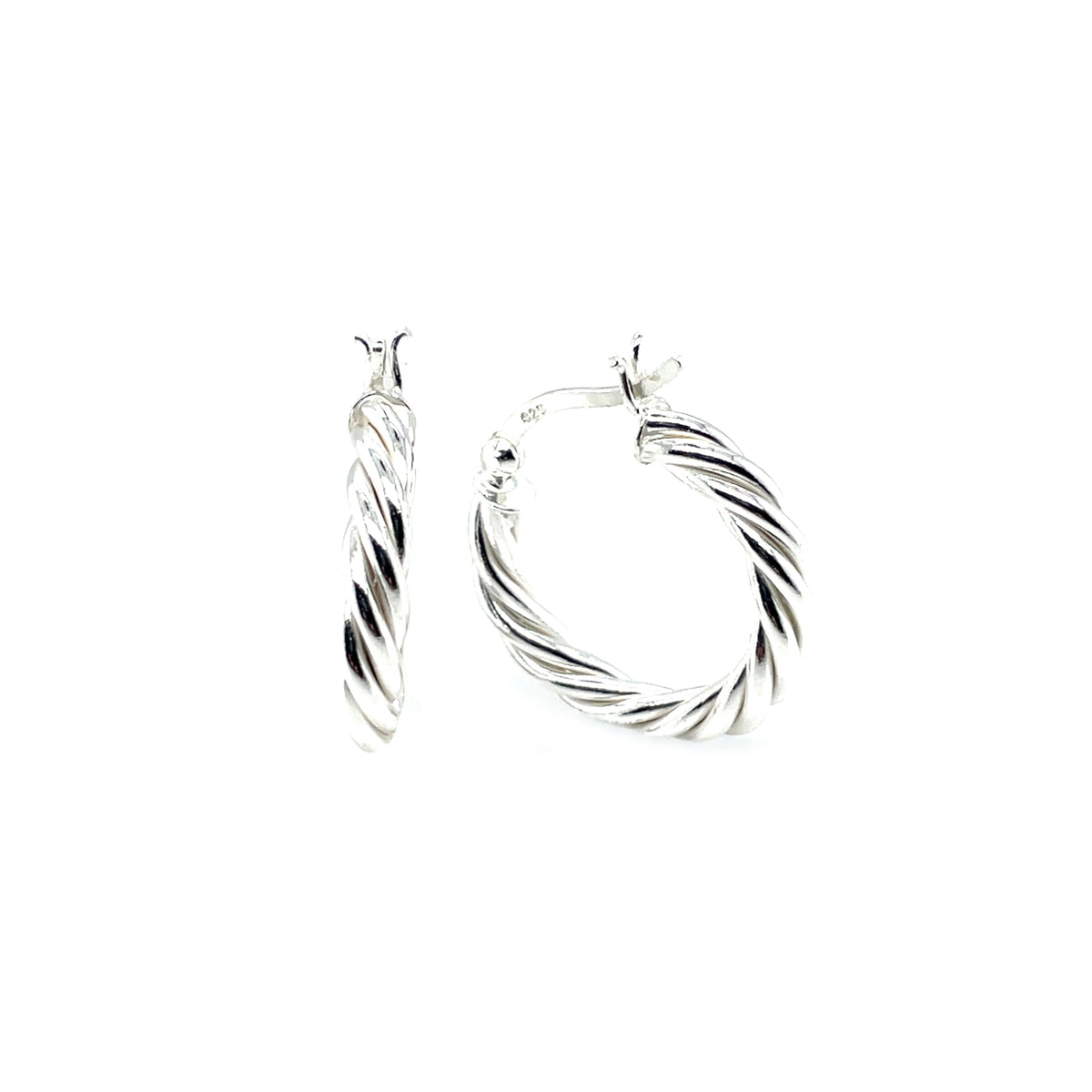 Silver Twisted Rope Hoop Earrings