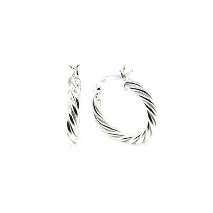 Silver Twisted Rope Hoop Earrings
