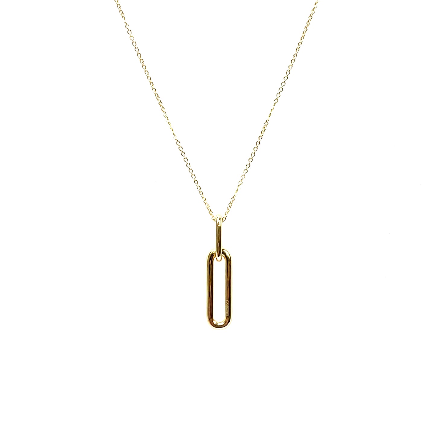 9ct Yellow Gold Diamond Paperclip Pendant & Chain (16-18")