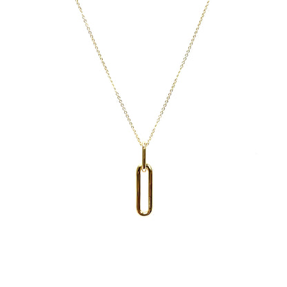 9ct Yellow Gold Diamond Paperclip Pendant & Chain (16-18")
