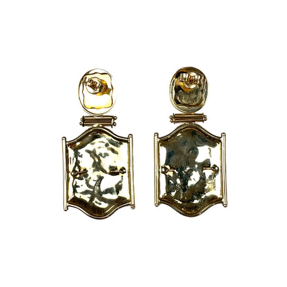18ct Yellow Gold Greek Revival Style Turquoise Earrings