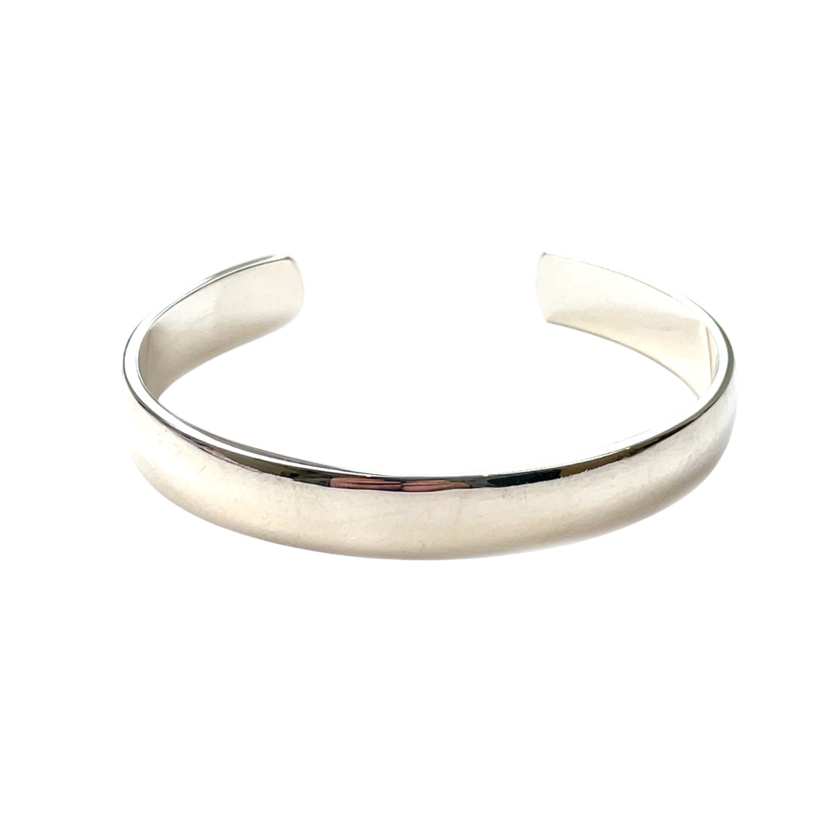 Silver D-Shape Cuff Bangle