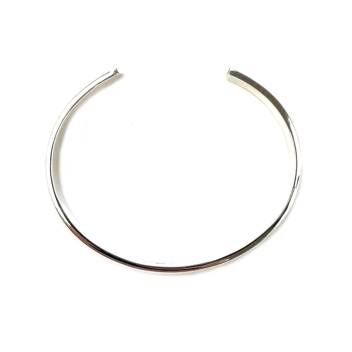 Silver Heavy D-Shaped Textured Bangle