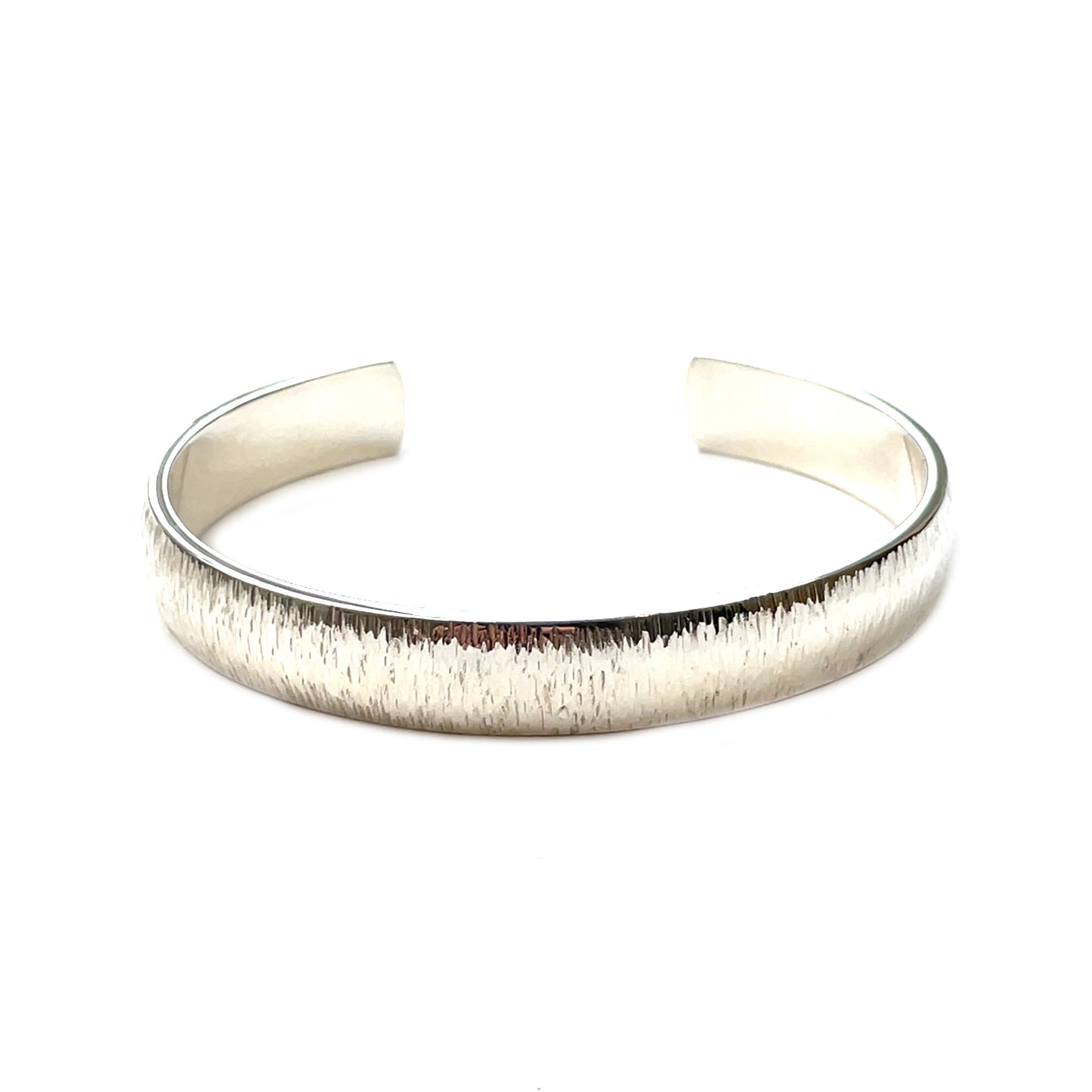 Silver Heavy D-Shaped Textured Bangle