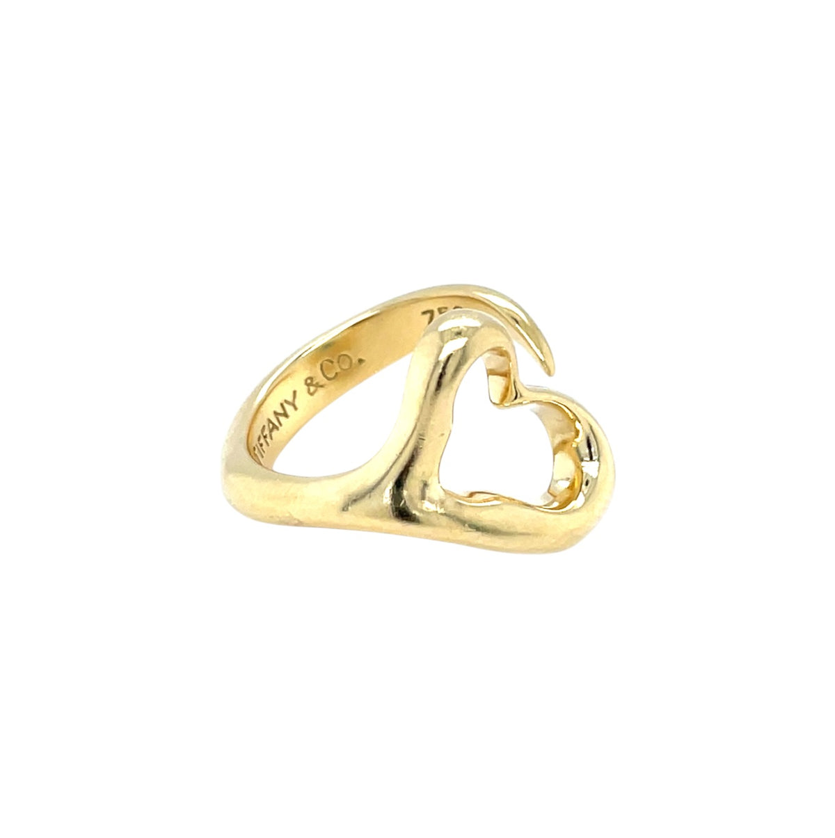 18ct Yellow Gold Tiffany & Co. Elsa Peretti Open Heart Ring (K1/2)