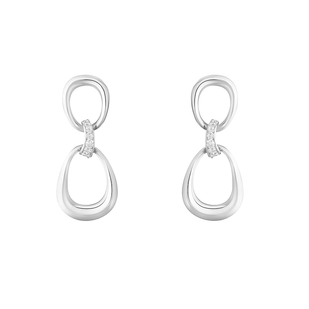 Georg Jensen Offspring Silver & Diamond Earrings