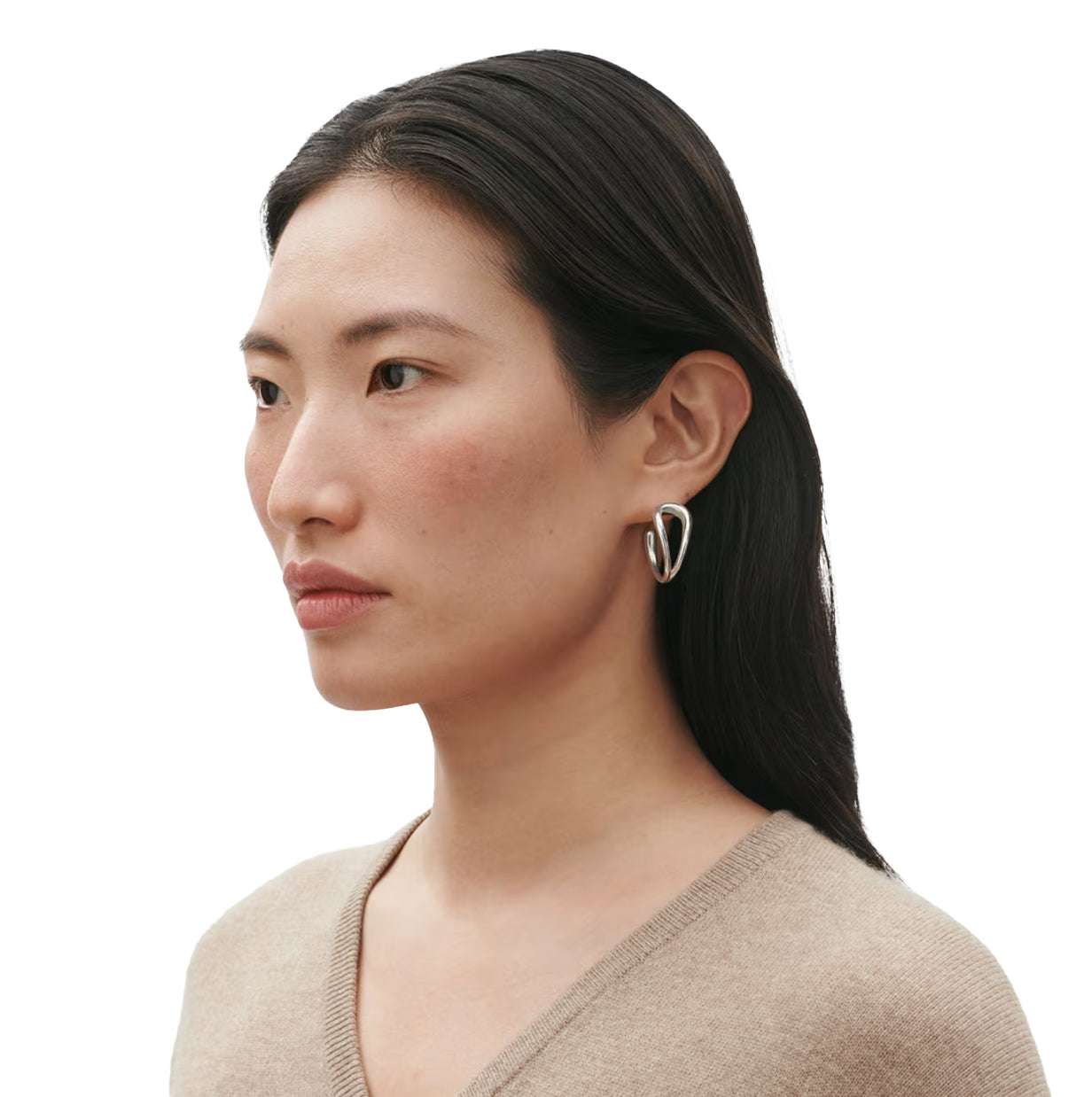 Georg Jensen Mercy Silver Swirl Hoop Earrings