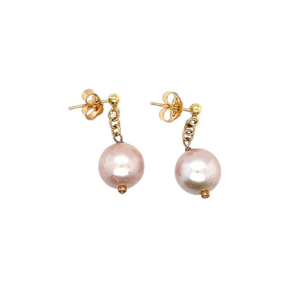 18ct Yellow Gold Akoya Pearl Drop Earrings