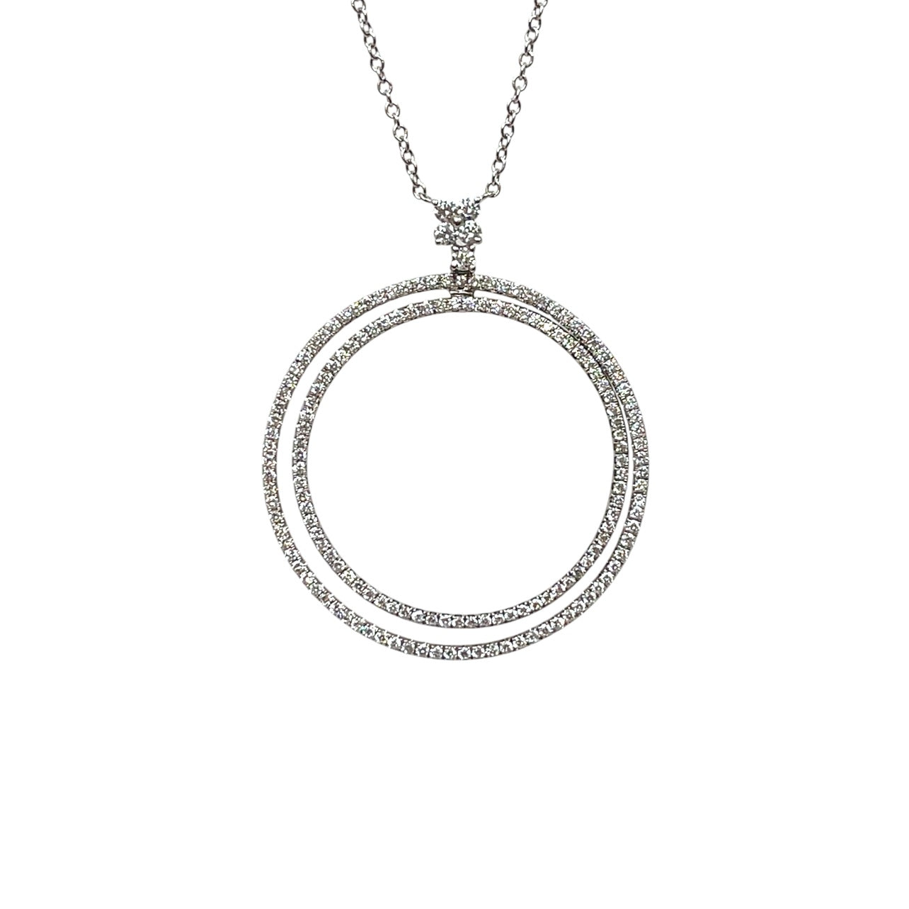 18ct White Gold Diamond Circle Pendant & Chain (16")