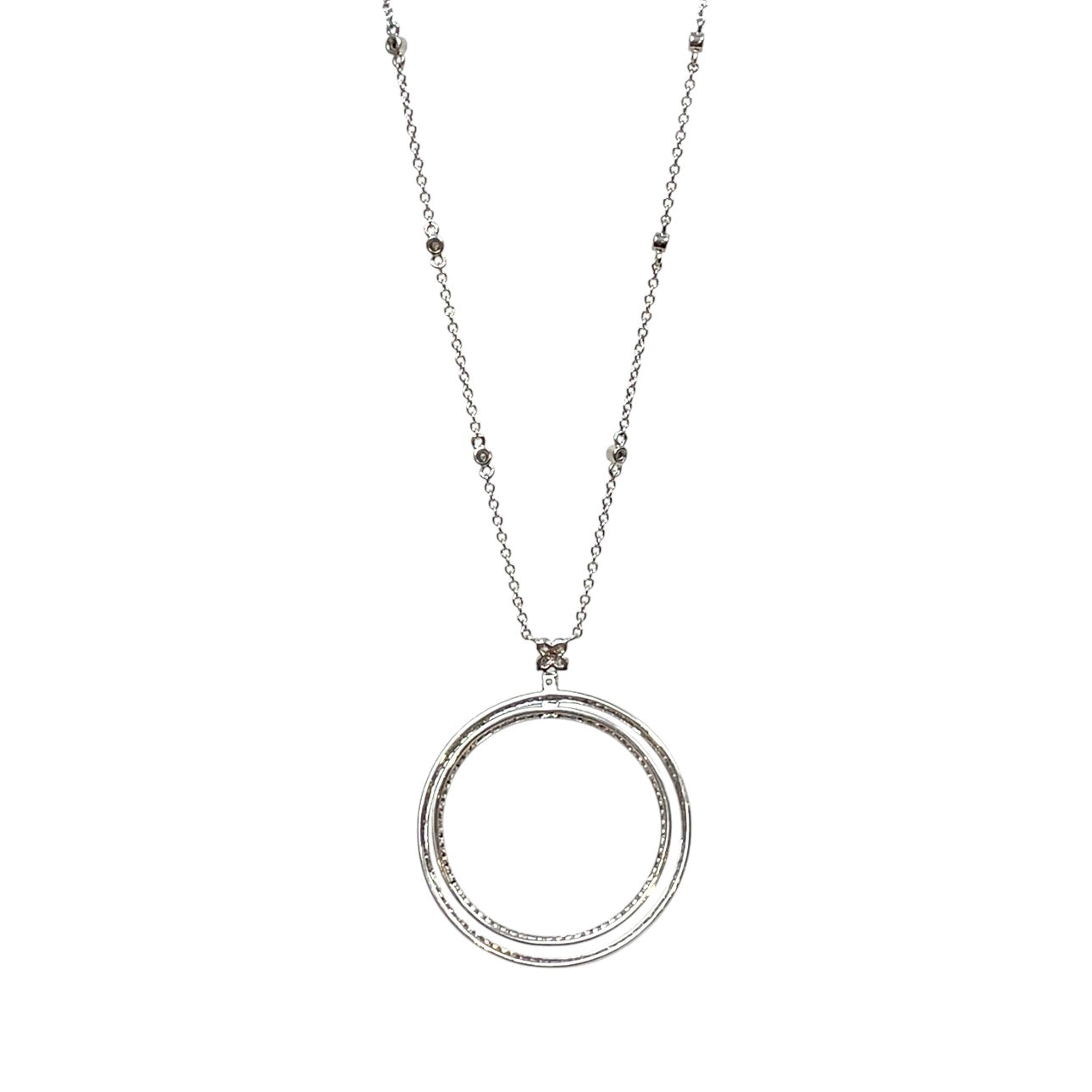 18ct White Gold Diamond Circle Pendant & Chain (16")