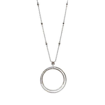 18ct White Gold Diamond Circle Pendant & Chain (16")