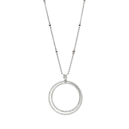 18ct White Gold Diamond Circle Pendant & Chain (16")