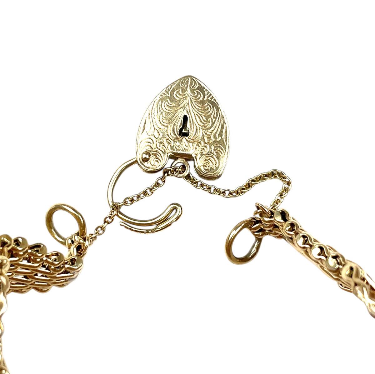 9ct Yellow Gold Gate Bracelet with Engraved Padlock (7")