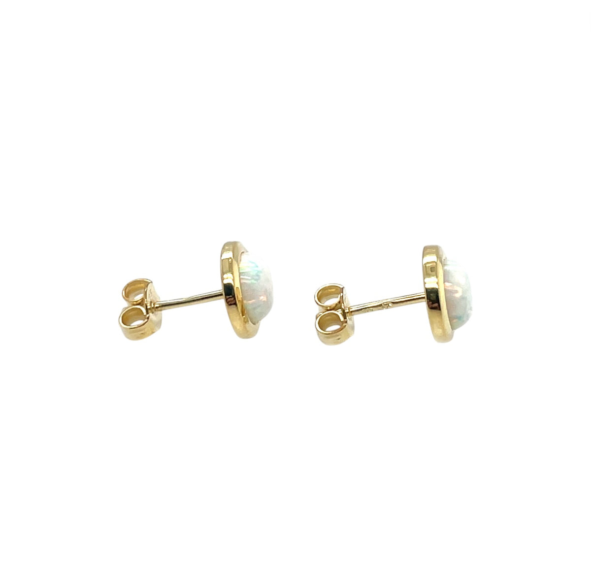 9ct Yellow Gold Created Opal Stud Earrings