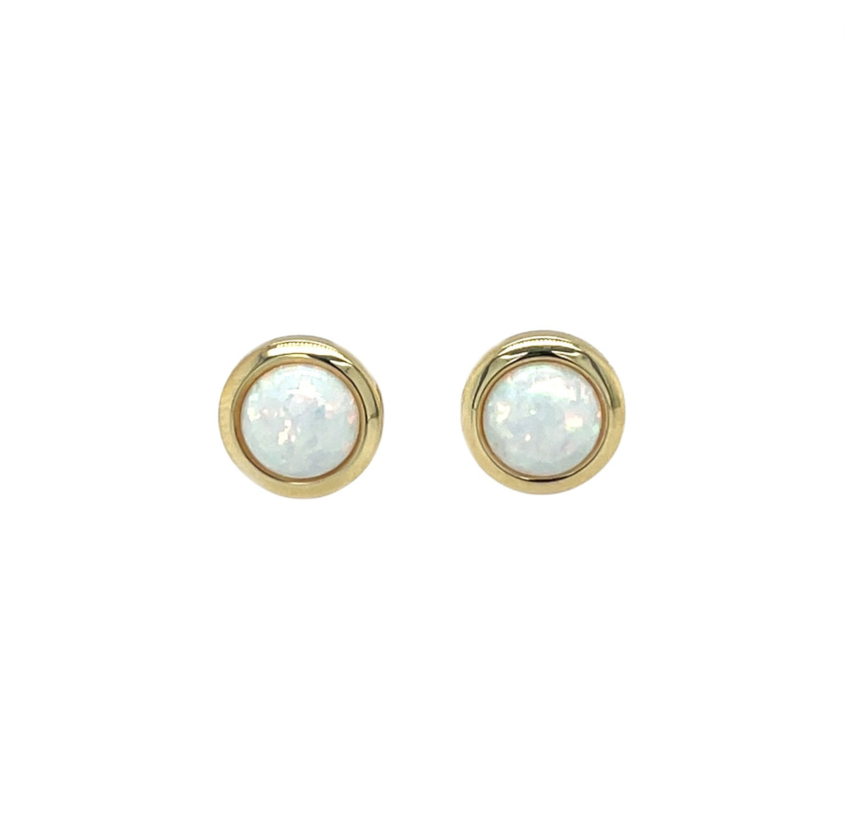 9ct Yellow Gold Created Opal Stud Earrings