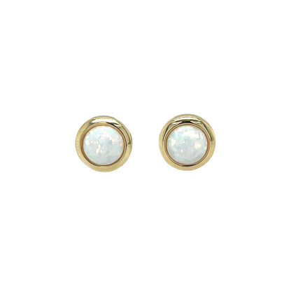 9ct Yellow Gold Created Opal Stud Earrings