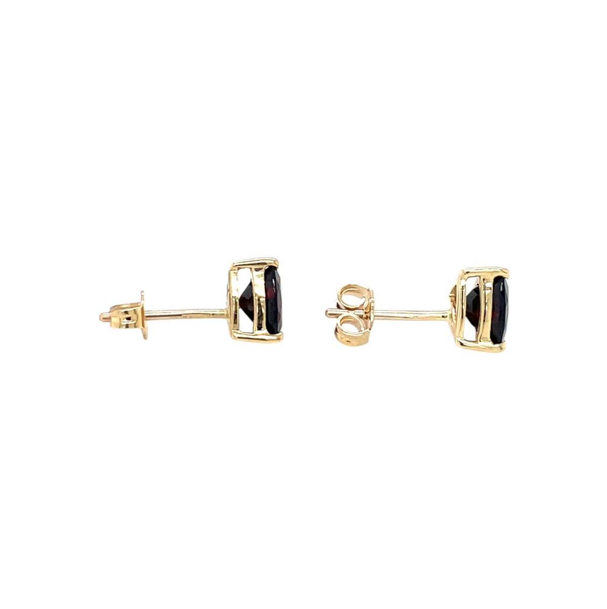 9ct Yellow Gold Trillion-Cut Garnet Stud Earrings