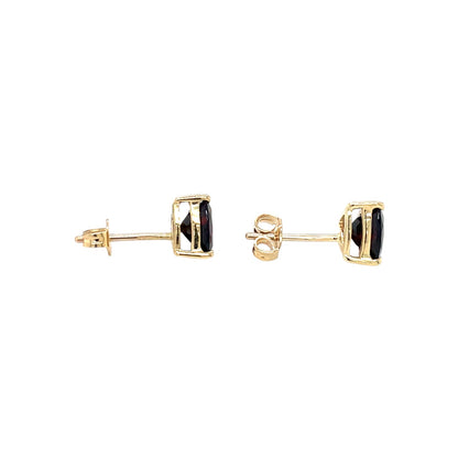 9ct Yellow Gold Trillion-Cut Garnet Stud Earrings