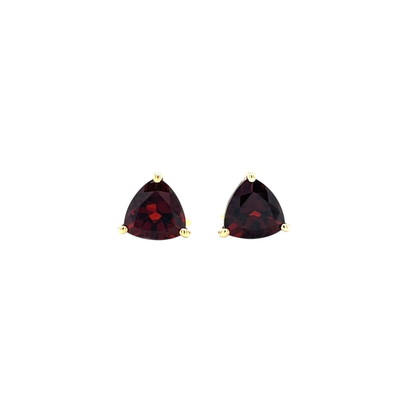 9ct Yellow Gold Trillion-Cut Garnet Stud Earrings