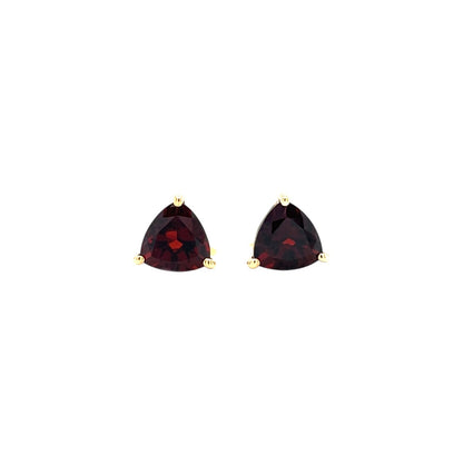 9ct Yellow Gold Trillion-Cut Garnet Stud Earrings