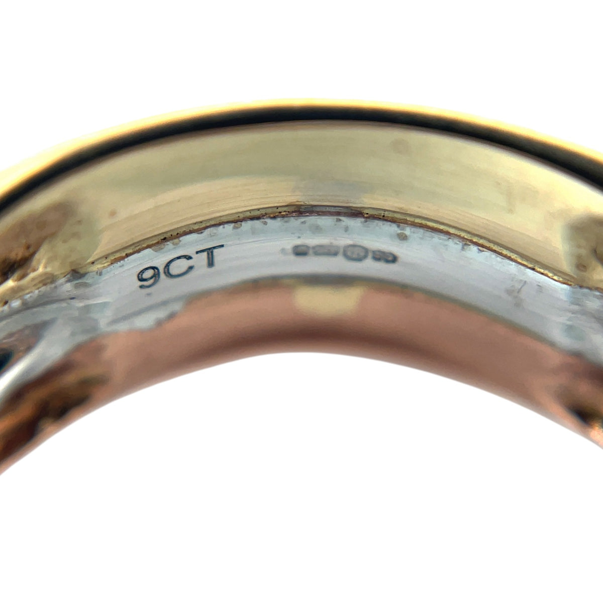 18ct Mixed Metal Wave Three Colour Gold Diamond Set Ring (M)