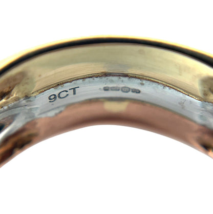 18ct Mixed Metal Wave Three Colour Gold Diamond Set Ring (M)