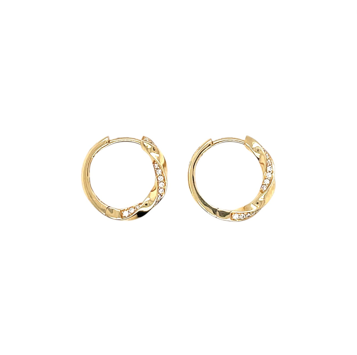 18ct Yellow Gold Diamond Twist Hoop Earrings