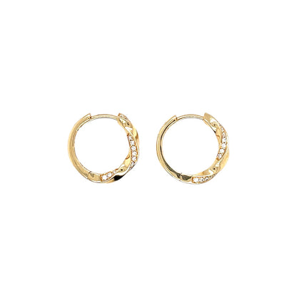 18ct Yellow Gold Diamond Twist Hoop Earrings
