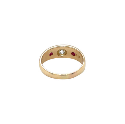 18ct Yellow Gold Ruby & Diamond Gypsy Ring (L)