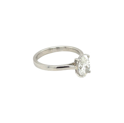 Platinum Oval Diamond Solitaire Ring (L1/2)