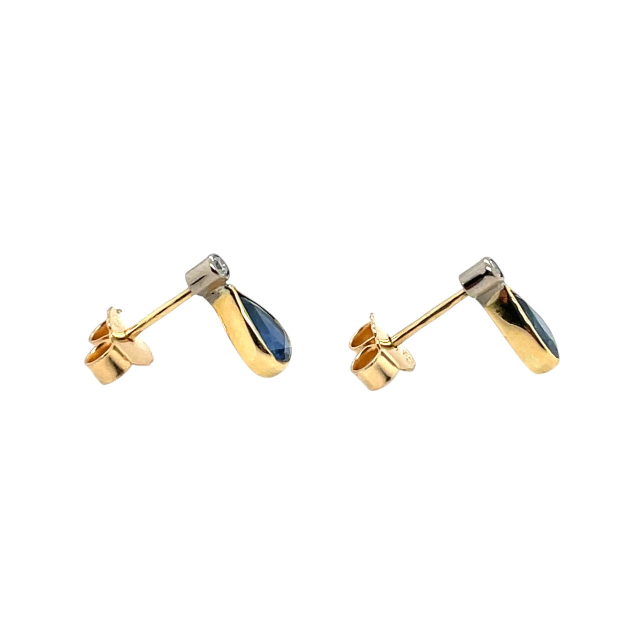 18ct Yellow Gold Sapphire & Diamond Stud Drops