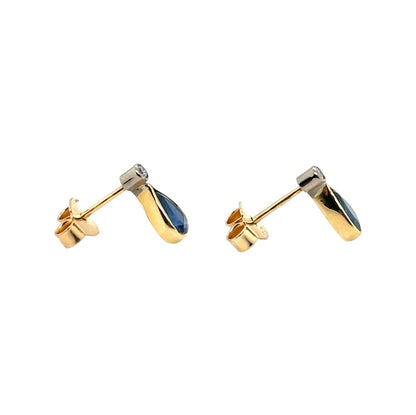 18ct Yellow Gold Sapphire & Diamond Stud Drops